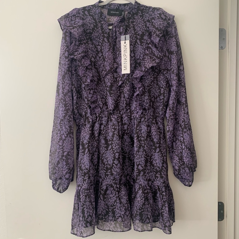 MINKPINK ADALANE TIE FRILL MINI DRESS - Picture 9 of 9